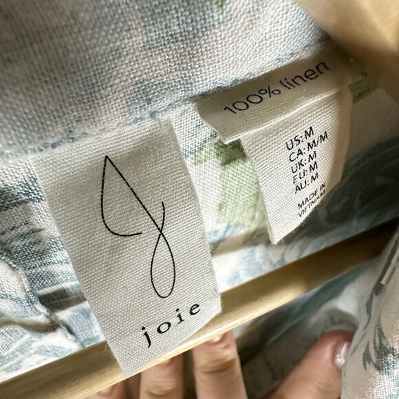 Joie Women Linen Blazer Jacket M‎ White Seafoam Green Floral GUC - Picture 6 of 9